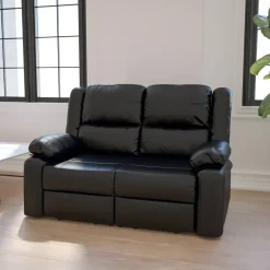 Harmony Series Black LeatherSoft Loveseat with Two Built-In Recliners