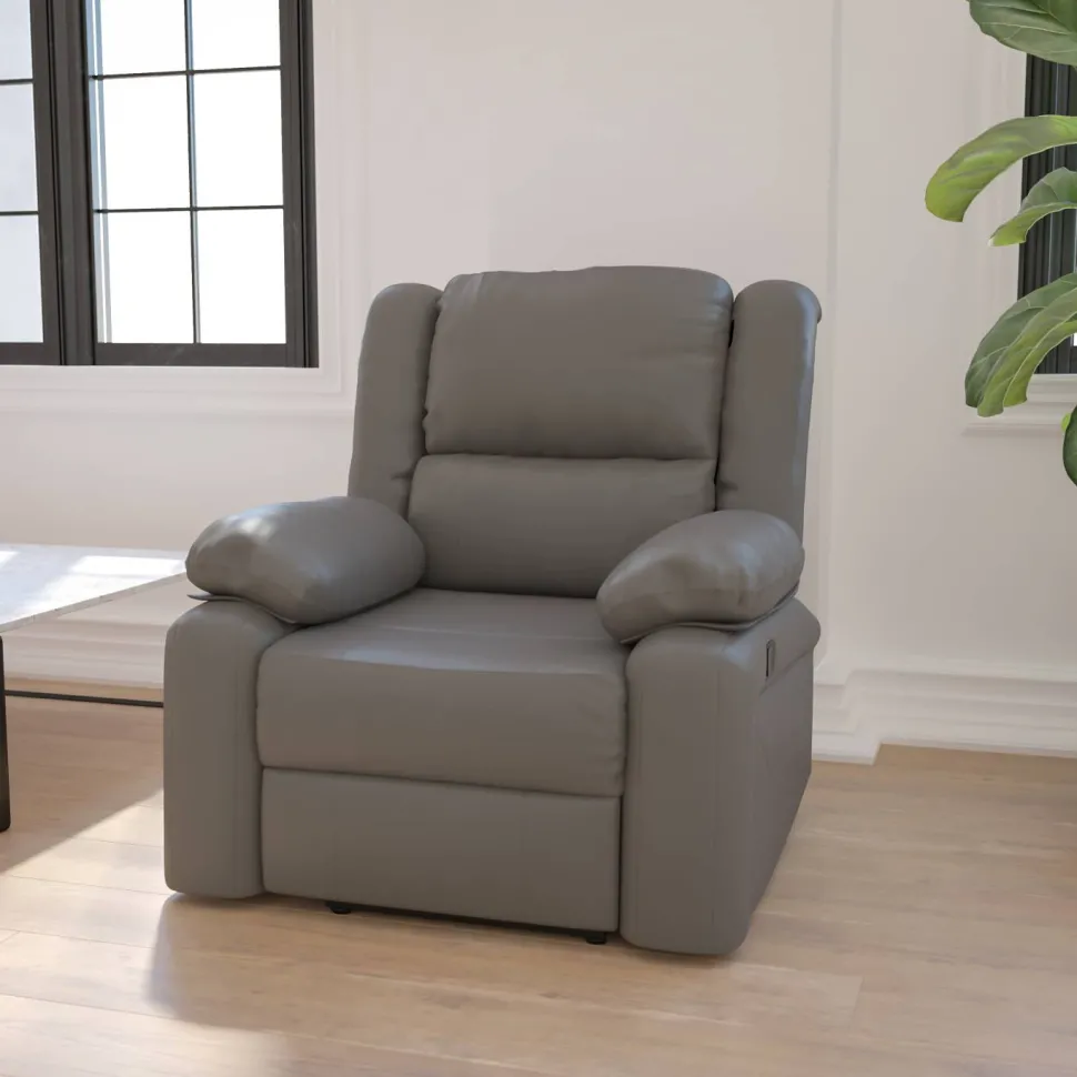 Harmony Series Gray LeatherSoft Recliner