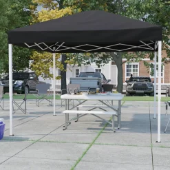 Harris 10'x10' Black Outdoor Pop Up Event Slanted Leg Canopy Tent with Carry Bag