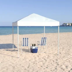 Harris 8'x8' White Outdoor Pop Up Event Slanted Leg Canopy Tent with Carry Bag