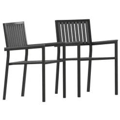 Harris Set of 2 Commercial Indoor/Outdoor Stacking Club Chairs with Black Poly Resin Slatted Backs and Seats
