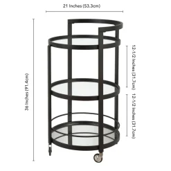 Hause 21" Wide Round Bar Cart in Blackened Bronze