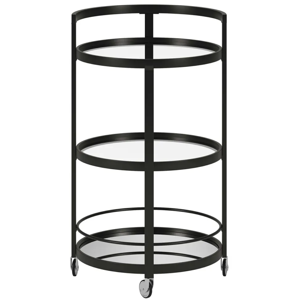 Hause 21" Wide Round Bar Cart in Blackened Bronze