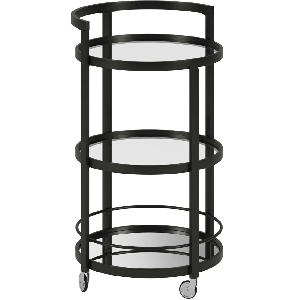 Hause 21" Wide Round Bar Cart in Blackened Bronze