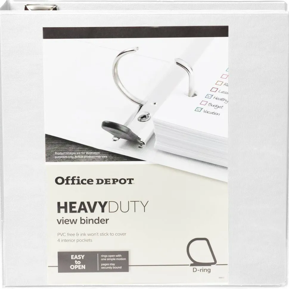 Heavy-Duty View 3-Ring Binder, 3" D-Rings, White
