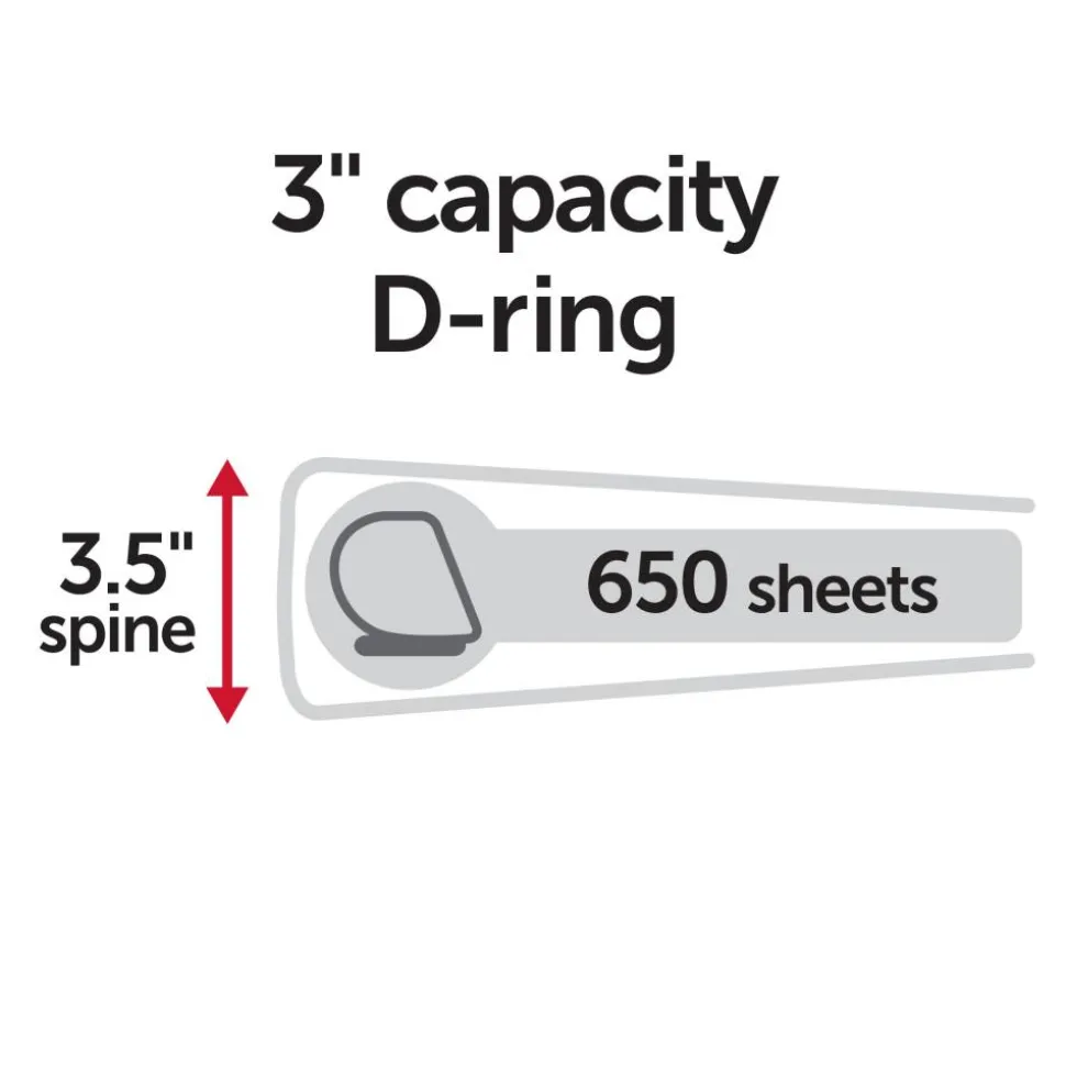 Heavy-Duty View 3-Ring Binder, 3" D-Rings, White