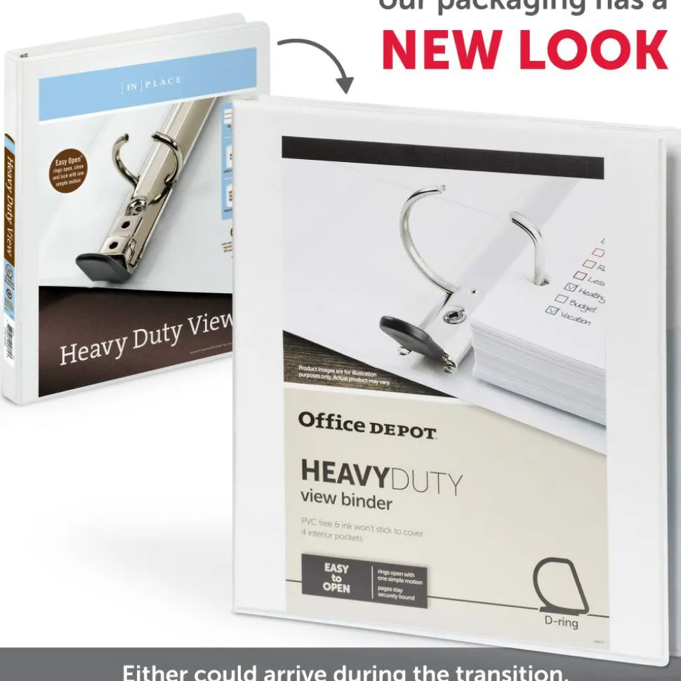 Heavy-Duty View 3-Ring Binder, 3" D-Rings, White