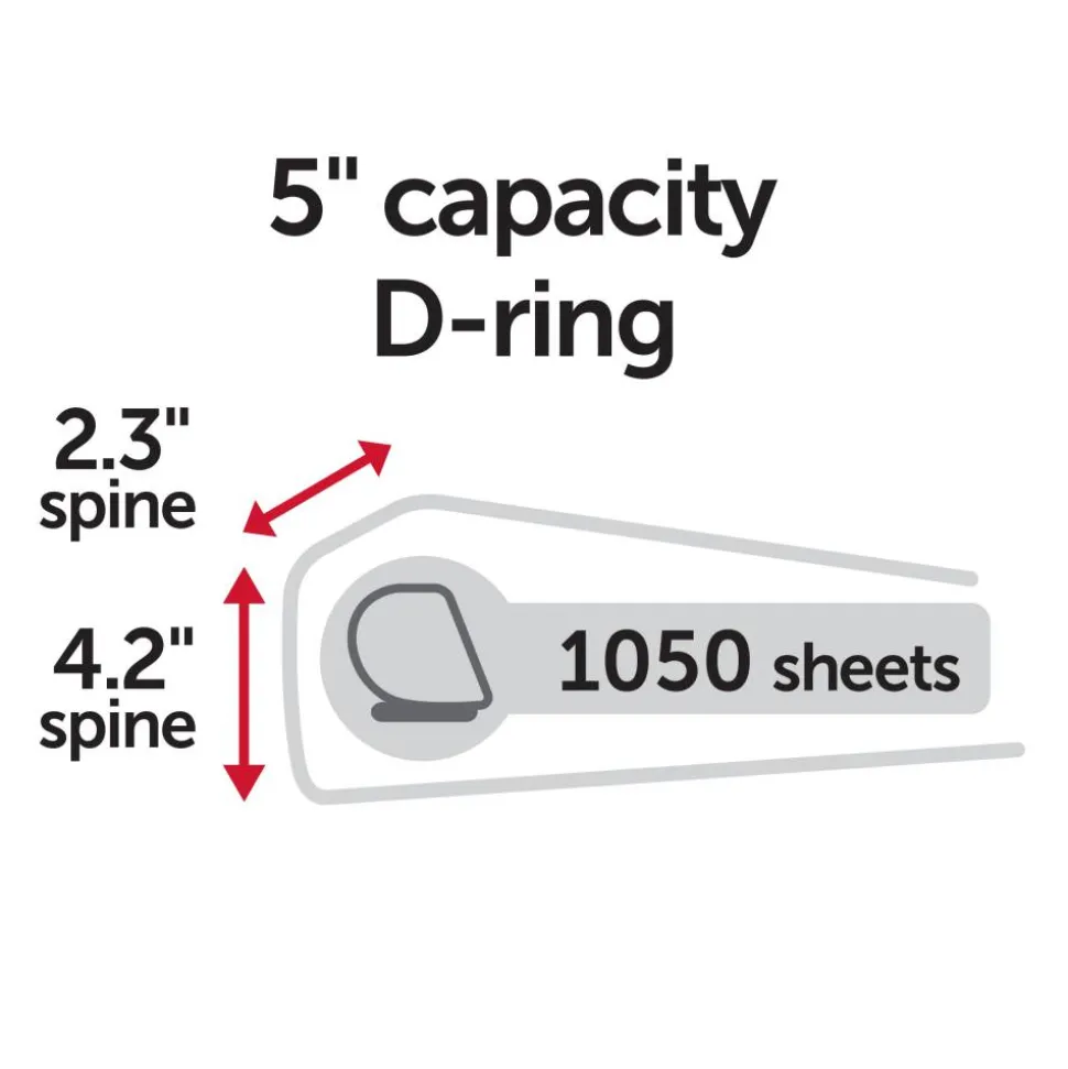 Heavy-Duty View 3-Ring Binder, 5" D-Rings, 49% Recycled, White