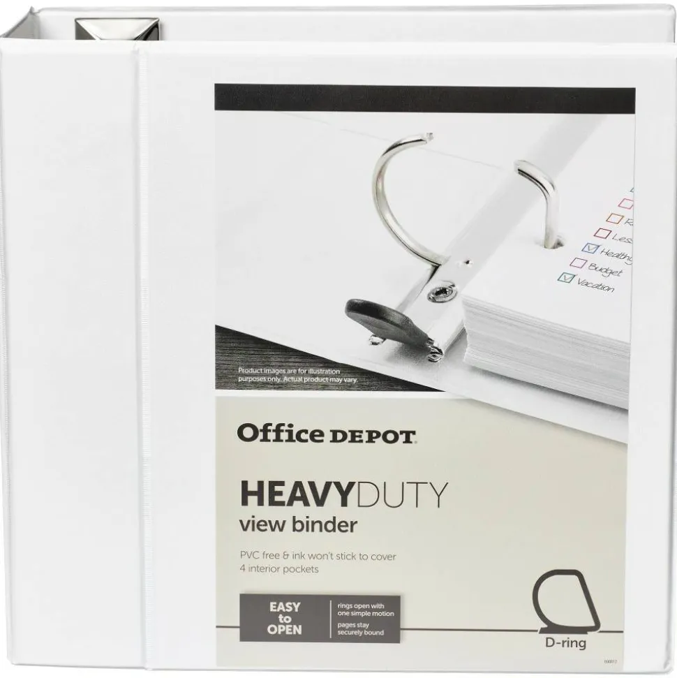 Heavy-Duty View 3-Ring Binder, 5" D-Rings, 49% Recycled, White