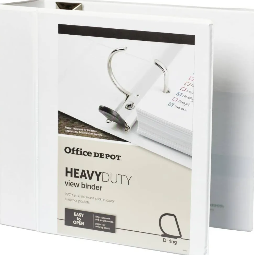 Heavy-Duty View 3-Ring Binder, 5" D-Rings, 49% Recycled, White
