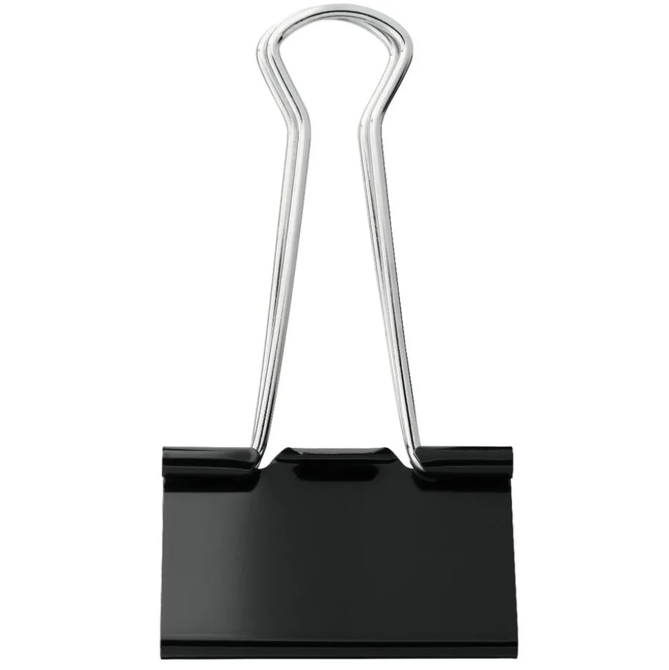 Heavy-Duty Binder Clips, Large, 2" Wide, 1" Capacity, Black, Box Of 48