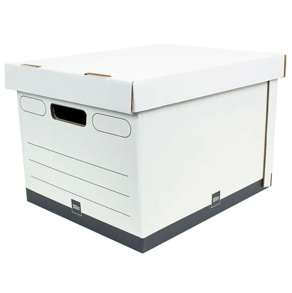 Heavy-Duty Quick Set Up Storage Boxes, Letter/Legal Size, 15" x 12" x 10", White/Black, Pack Of 5
