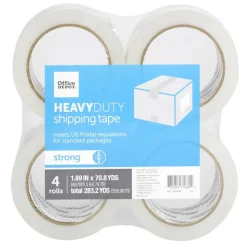 Heavy Duty Shipping Packing Tape, 1.89" x 70.8 Yd, Crystal Clear, Pack Of 4 Rolls