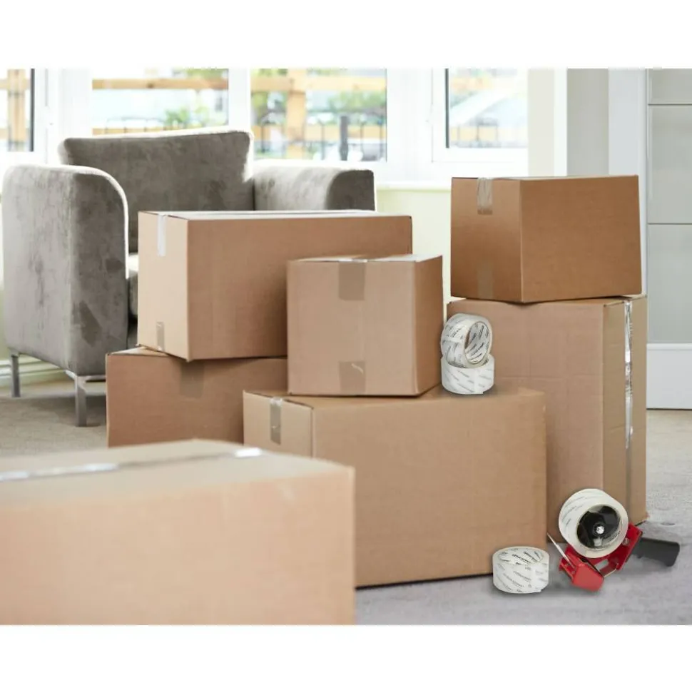 Heavy-Duty Shipping Packing Tape With Dispenser, 1.89" x 43.7 Yd., Clear, Pack Of 2