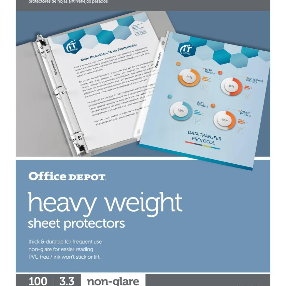 Heavyweight Sheet Protectors, 8-1/2" x 11", Non-Glare, Pack Of 100