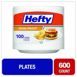 Hefty Soak Proof Tableware, Plate, Foam, 8.88