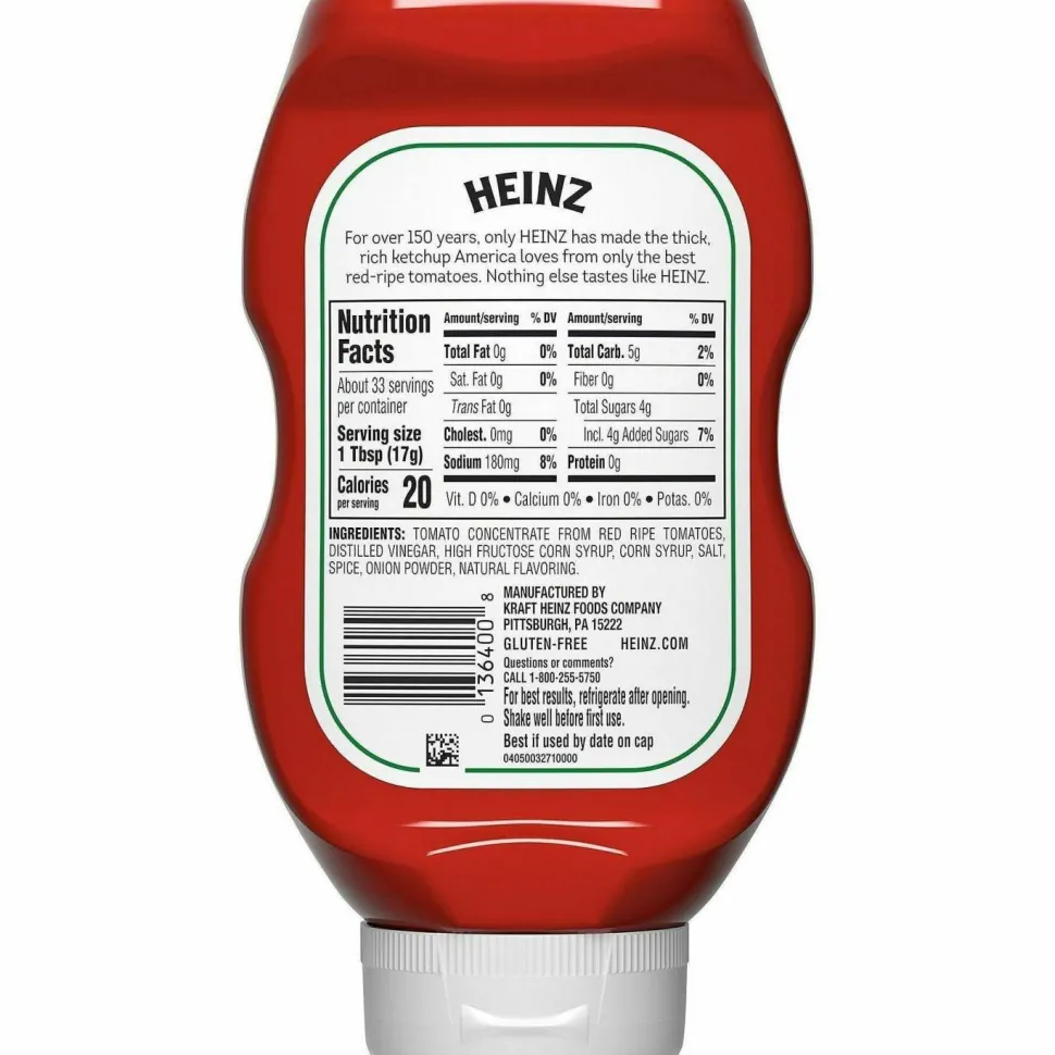 Heinz Tomato Ketchup Squeeze Bottle, 20 oz Bottle, 3/Pack