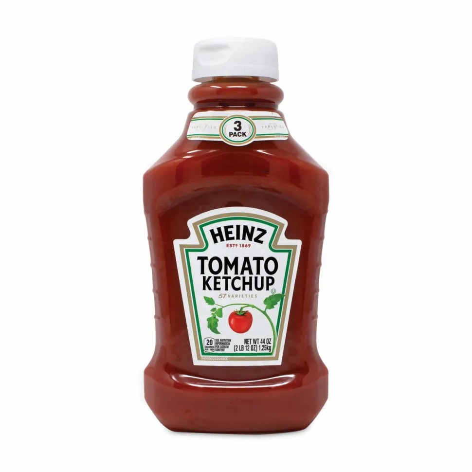 Heinz Tomato Ketchup Squeeze Bottle, 44 oz Bottle, 3/Pack