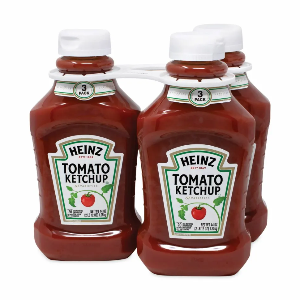 Heinz Tomato Ketchup Squeeze Bottle, 44 oz Bottle, 3/Pack