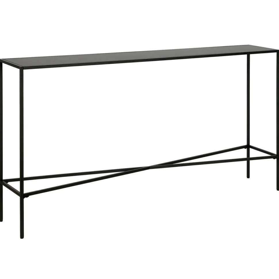 Henley 55" Wide Rectangular Console Table with Metal Top in Blackened Bronze