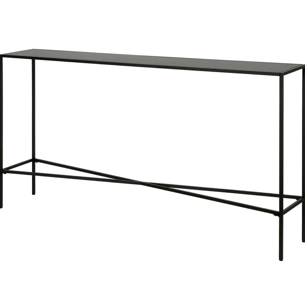 Henley 55" Wide Rectangular Console Table with Metal Top in Blackened Bronze