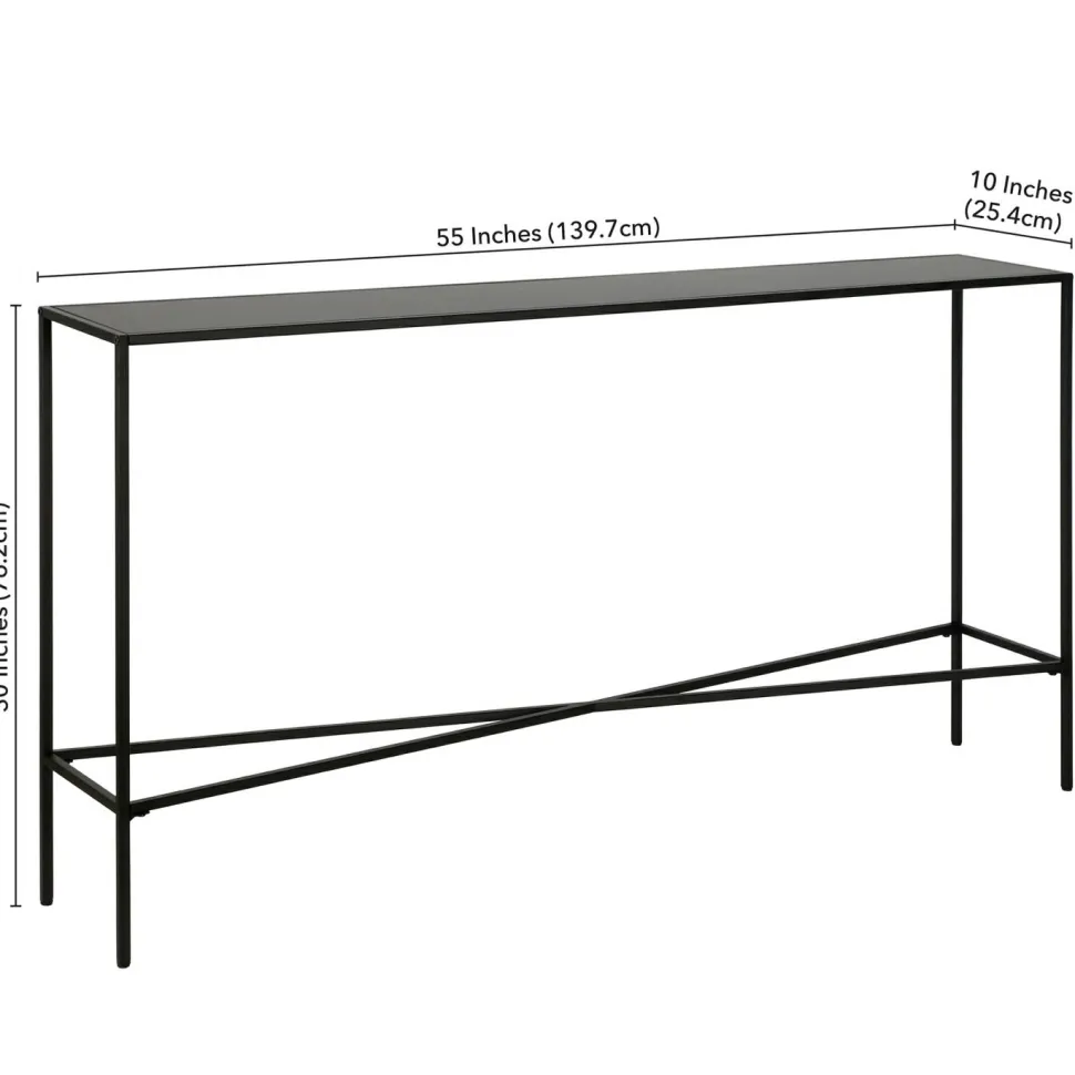 Henley 55" Wide Rectangular Console Table with Metal Top in Blackened Bronze