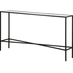 Henley 55" Wide Rectangular Console Table with Glass Top in Blackened Bronze