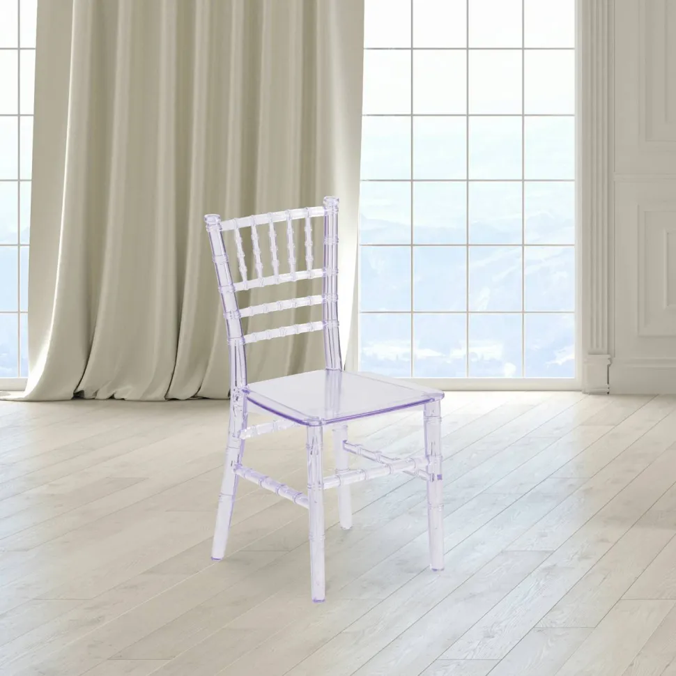HERCULES Child's Transparent Crystal Resin Party and Event Chiavari Chair for Commercial & Residential Use