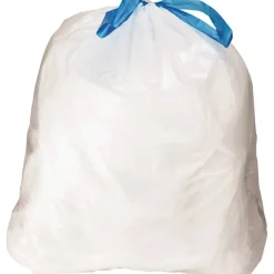 Heritage Drawstring Can Liners, 13 Gallon, 0.8 Mil, White, Box Of 80