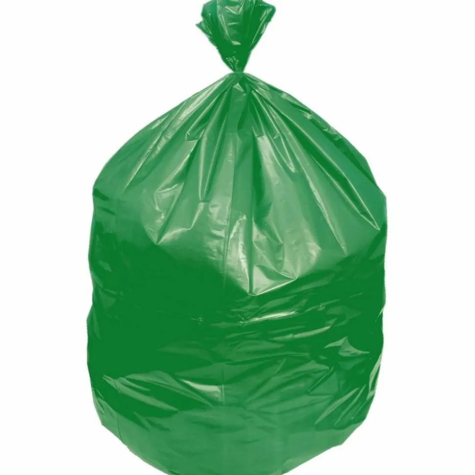 Heritage Eco Blend Max Can Liners, 23 gal, 0.8 mil, 28" x 45", Green, 25 Bags/Roll, 10 Rolls/Carton