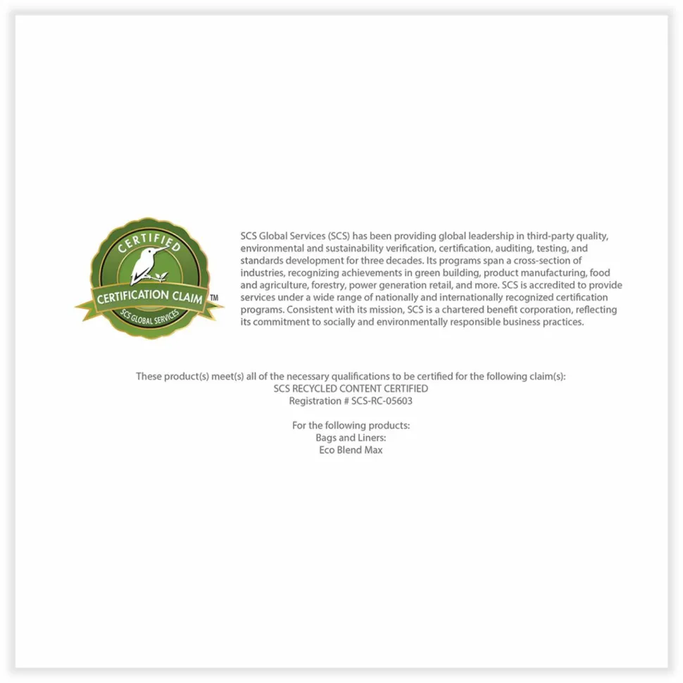 Heritage Eco Blend Max Can Liners, 23 gal, 0.8 mil, 28" x 45", Green, 25 Bags/Roll, 10 Rolls/Carton