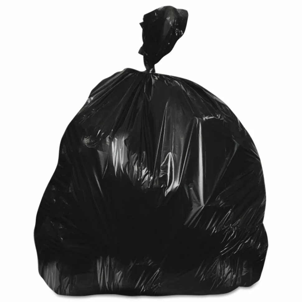 Heritage High-Density Waste Can Liners, 60 gal, 17 mic, 38" x 60", Black, 200/Carton