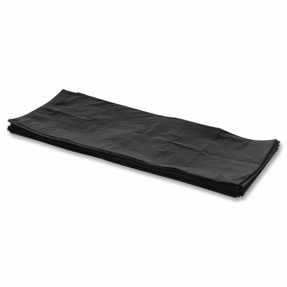 Heritage Reprocessed Resin Can Liners, 60 gal, 1.5 mil, 38" x 58", Black, Flat Pack, 100/Carton