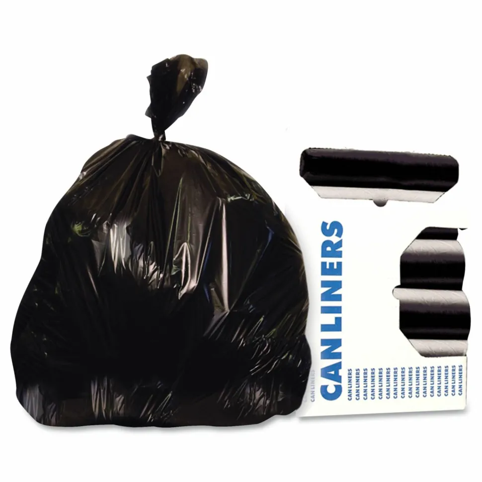Heritage Reprocessed Resin Can Liners, 45 gal, 2 mil, 40" x 46", Black, 100/Carton