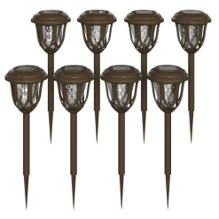 Hess 8 Pack Brown Tulip Design LED Solar Lights Weather Resistant Outdoor Solar Powered Lights for Pathway, Garden, & Yard