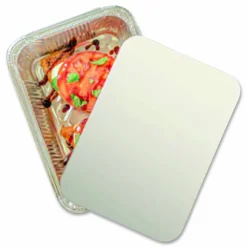 HFA Laminated Board Lid, 7 x 5, Silver/White, Aluminum, 500/Carton