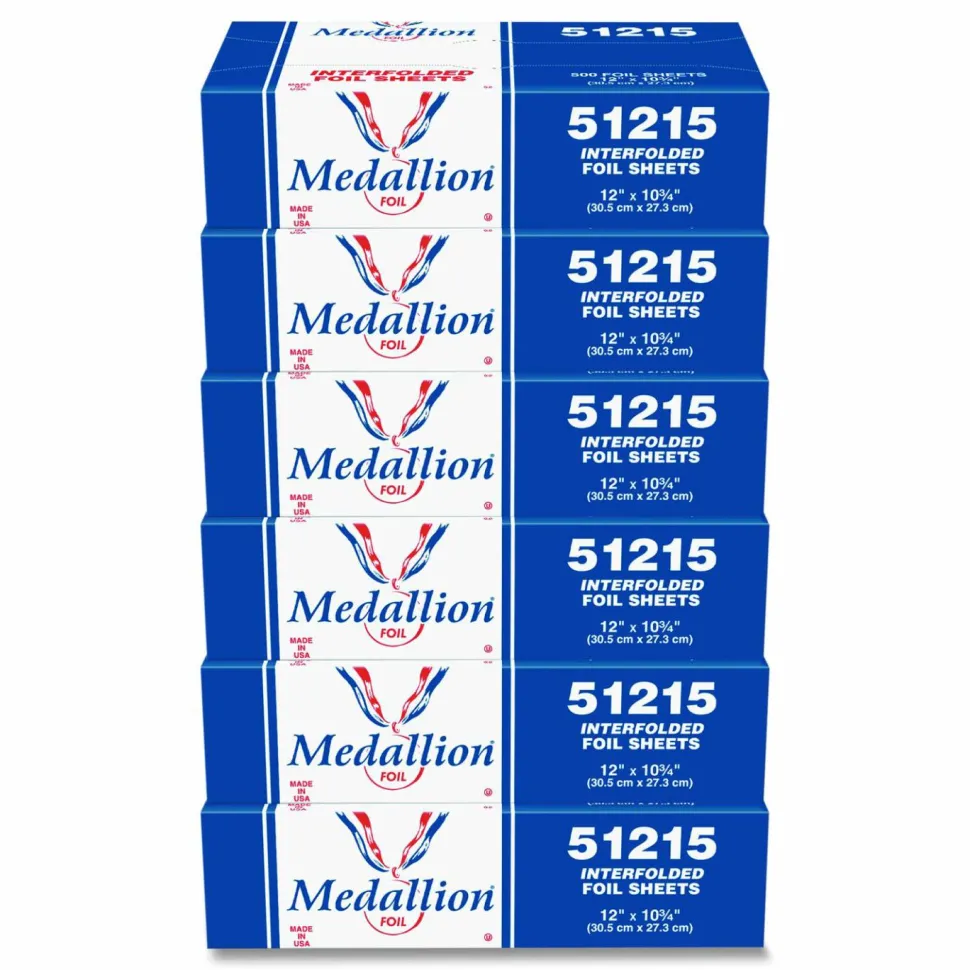 HFA Medallion Interfolded Foil Sheets, 12 x 10.75, 500/Box, 6 Boxes/Carton