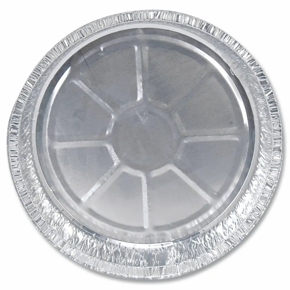 HFA Round Aluminum Containers, 32 oz, 9.03" Diameter x 1.25"h, Silver, 500/Carton