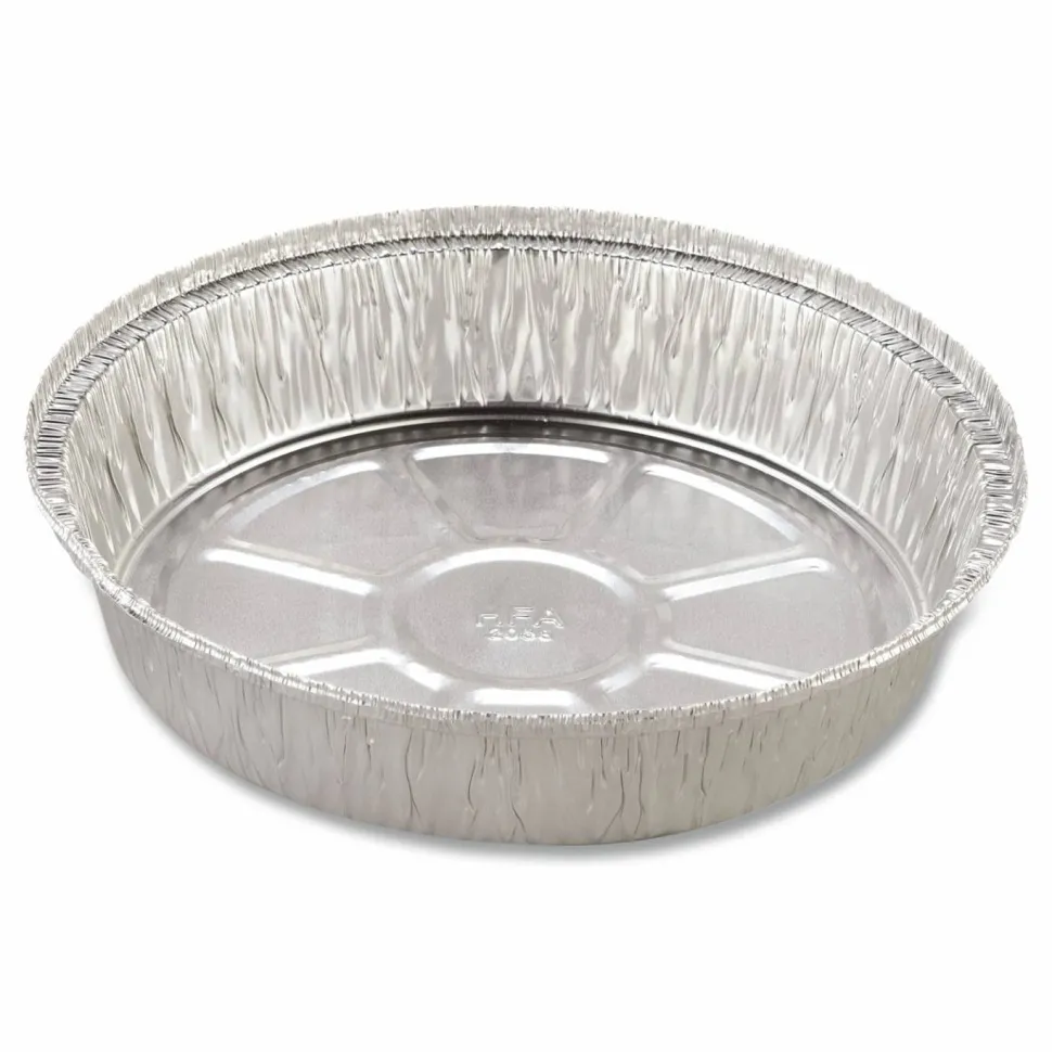 HFA Round Aluminum Container, 37 oz, 8" Diameter, Silver, 500/Carton