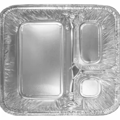 HFA Three-Compartment Oblong Food Container, 24 oz, 6.38 x 1.47 x 8, Silver, Aluminum, 500/Carton