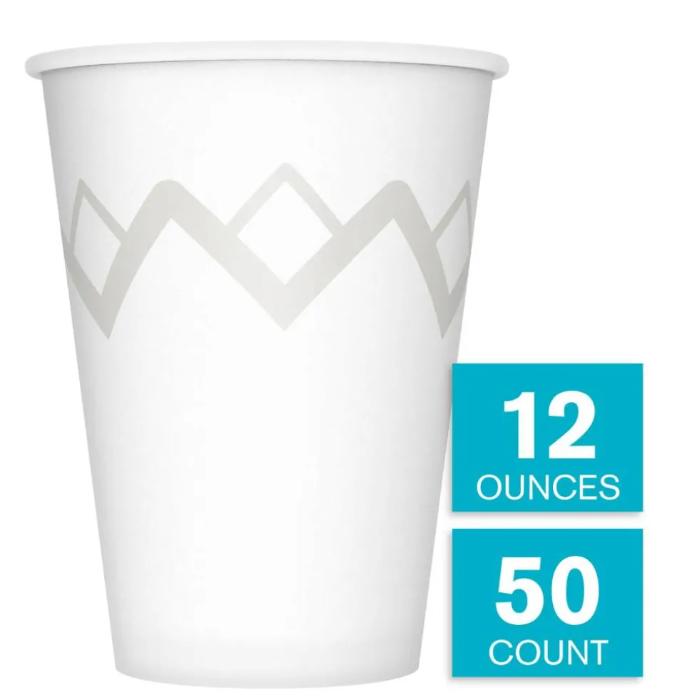Highmark Paper Hot Cups, 12 Oz, Printed White, Pack Of 50