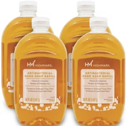 Highmark Antibacterial Liquid Hand Soap, Clean Scent, 50 Oz Refill Bottle, Orange, Case Of 4 Bottles