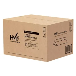 Highmark C-Fold 1-Ply Paper Towels, 100% Recycled, 198 Sheets Per Pack, Case Of 12 Packs