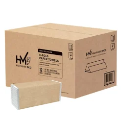 Highmark C-Fold 1-Ply Paper Towels, 100% Recycled, 198 Sheets Per Pack, Case Of 12 Packs