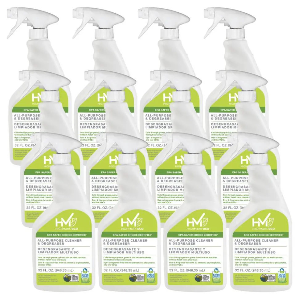 Highmark ECO All-Purpose Cleaner And Degreaser, 32 Oz, Case Of 12 Bottles
