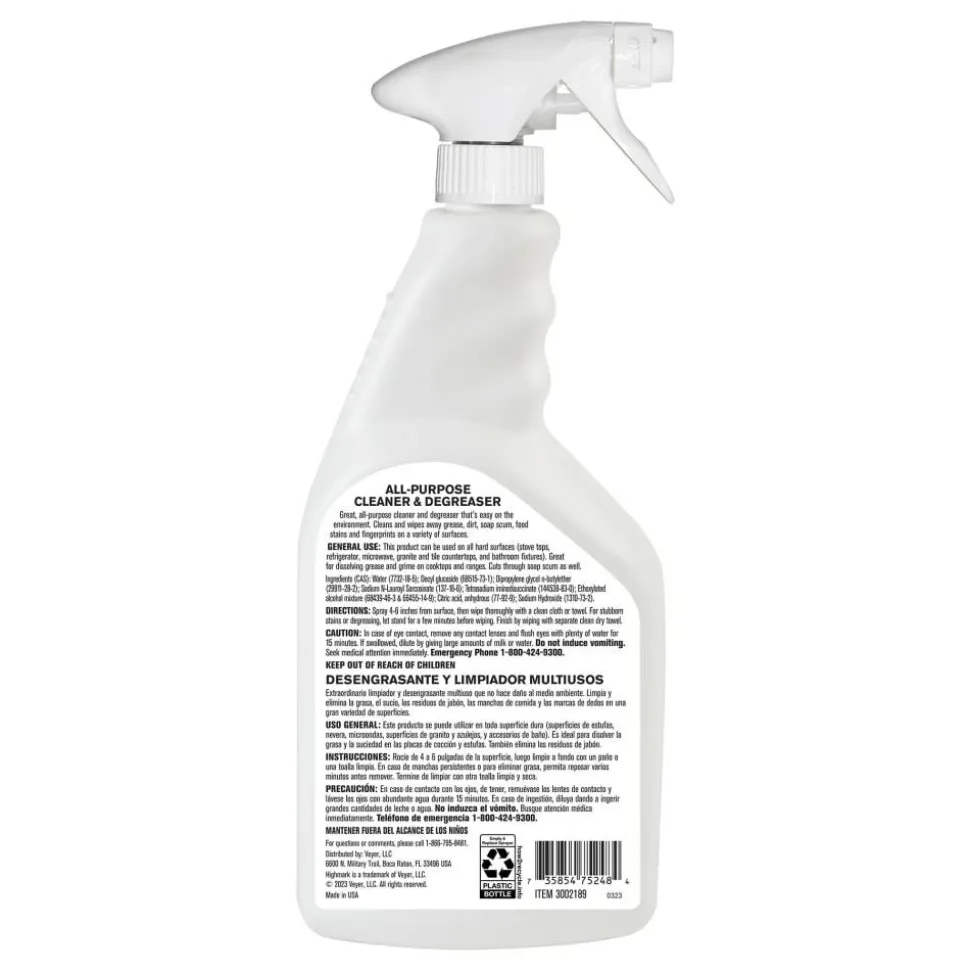 Highmark ECO All-Purpose Cleaner And Degreaser, 32 Oz, Case Of 12 Bottles