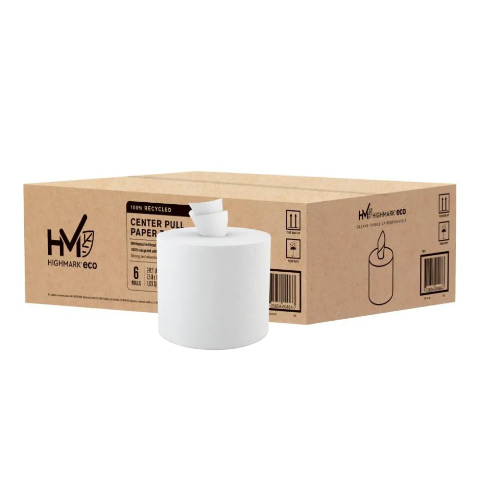 Highmark ECO Centerpull 2-Ply Paper Towels, 600' Per Roll, 100% Recycled, Pack Of 6 Rolls