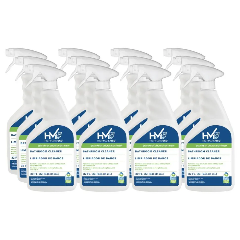 Highmark ECO Ready-To-Use Bathroom Cleaner, 32 Oz, Case Of 12 Bottles
