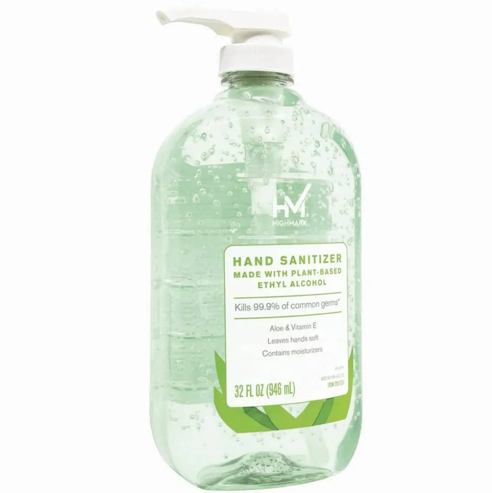 Highmark Hand Sanitizer With Aloe, Floral Scent, 32 Oz, Green, Case Of 6 Bottles