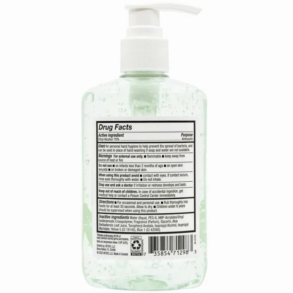 Highmark Hand Sanitizer With Aloe, Floral Scent, 8 Oz, Green, Case Of 6 Bottles